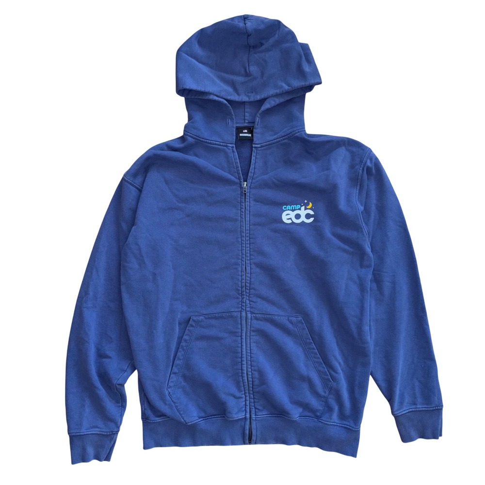 Insomniac Camp EDC Blue Full Zip Hoodie Mens Large Festival Rave Sweatshirt